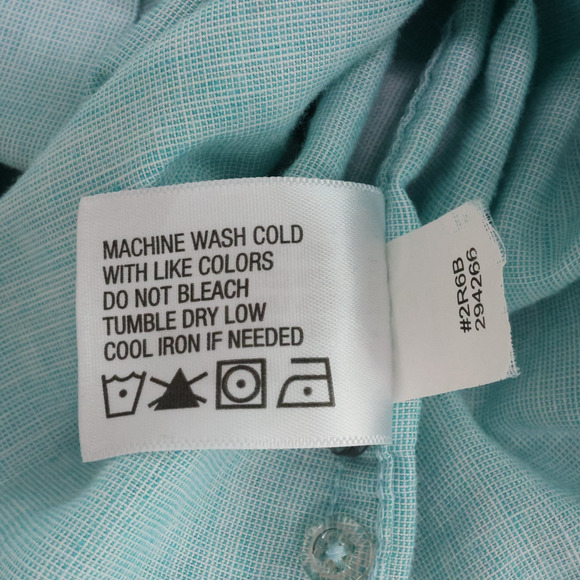 Orvis Shirt Mens 2XL Blue Green Linen Blend Pockets Button Down Casual Gorpcore - Picture 13 of 16